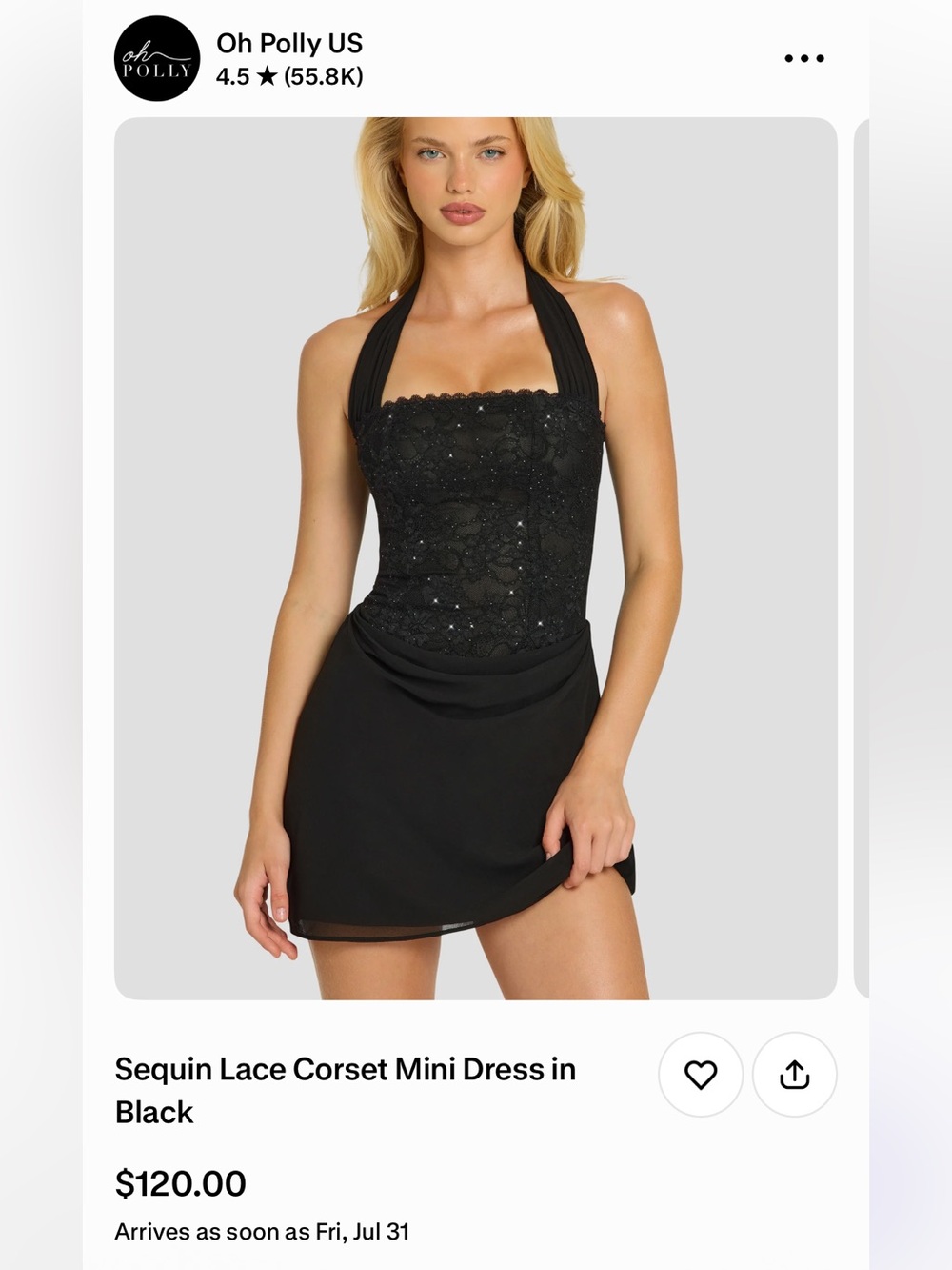 Oh Polly Sequin Lace Corset Mini Dress